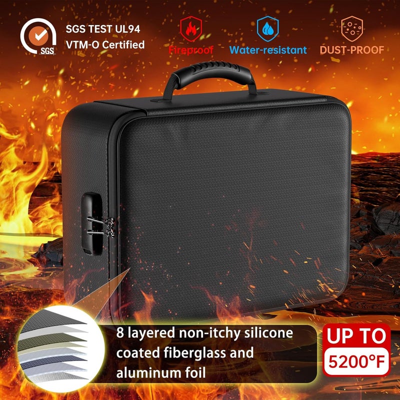 DocSafe 5200°F Document Organizer with Lock,Upgraded Heat Insulated Fireproof＆Waterproof Box 8 Layers File Organizer,Portable Home Travel Safe Storage for Important Documents, Files and More - Image 2
